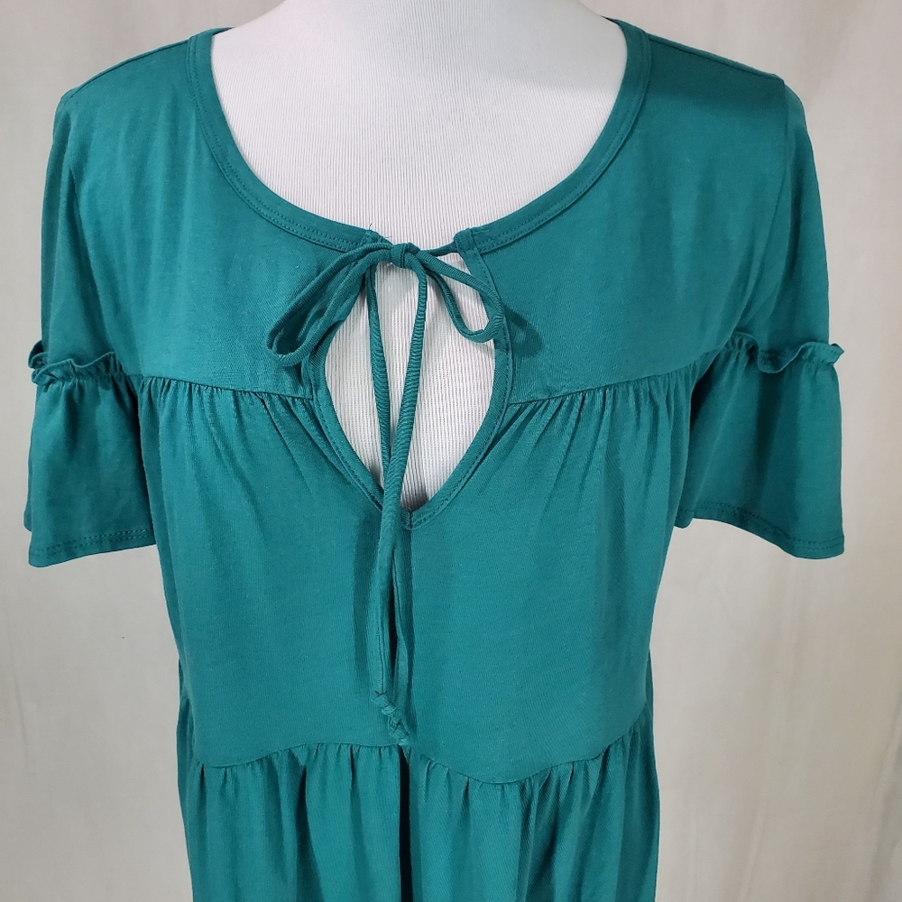 NWT J.Crew Broken-in Jersey Tiered Cotton Summer Mini Dress Green Color Size S - Picture 10 of 14
